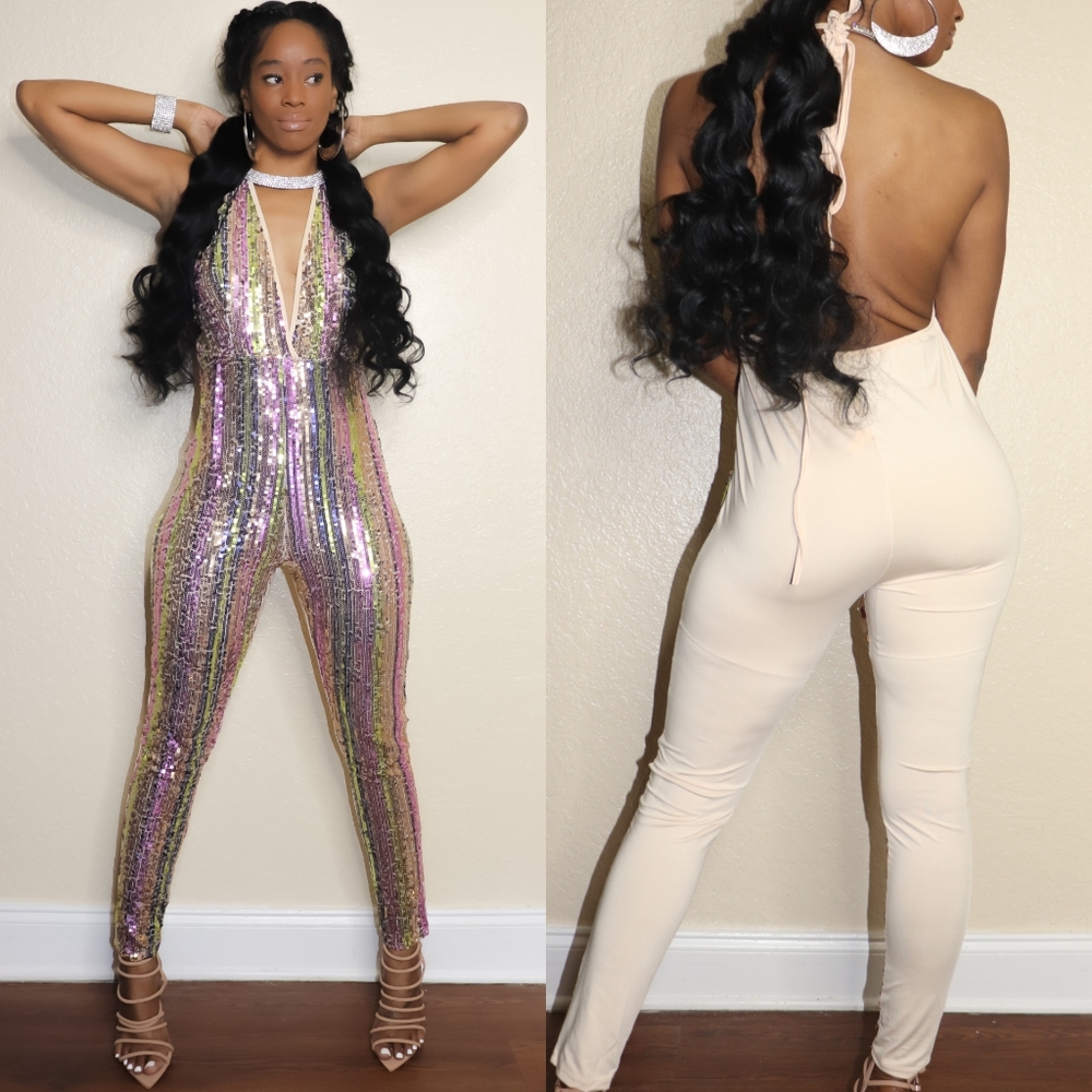 Multicolored sequin jumpsuit